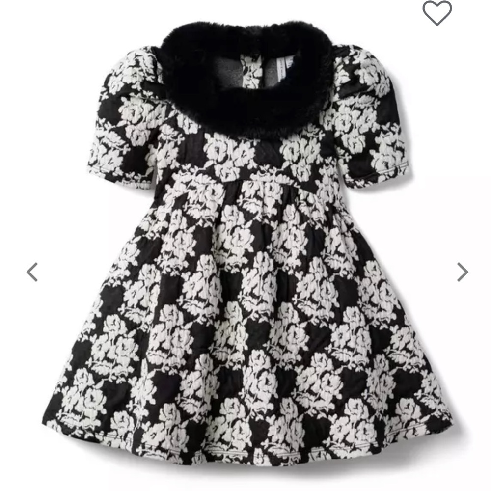 Janie and Jack 6-12 Month Jacquard Fur Neck Dress EUC